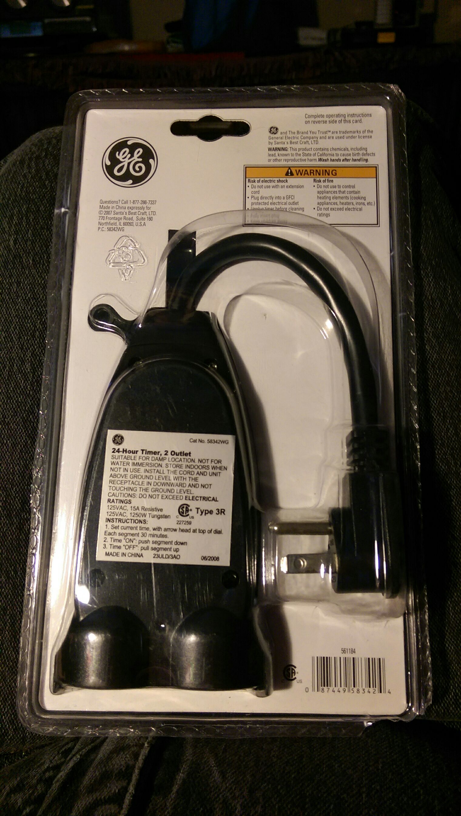 Mechanical 24-Hour Timer 2-Outlet with 48 On/Off Settings  (Timer) ornament collectible [Barcode 087449583424] - Main Image 2