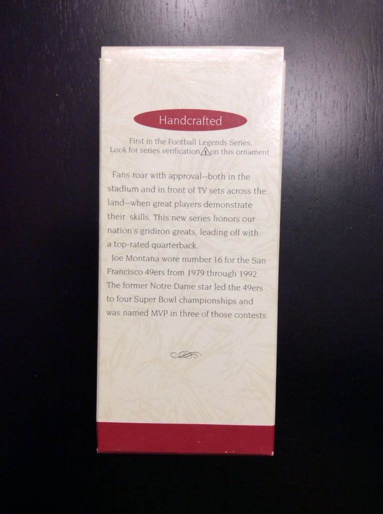 Joe Montana - Football Legends (Football) ornament collectible [Barcode 015012279399] - Main Image 2