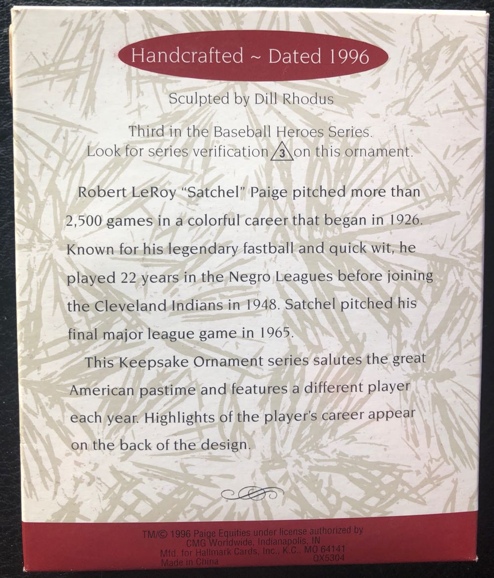 Paige, Satchel - Baseball Heroes (Sports) ornament collectible [Barcode 015012284621] - Main Image 2