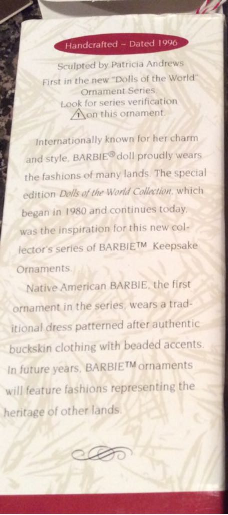 Barbie Dolls Of The World- Native American #1 - Dolls Of The World (Barbie) ornament collectible [Barcode 015012285048] - Main Image 2