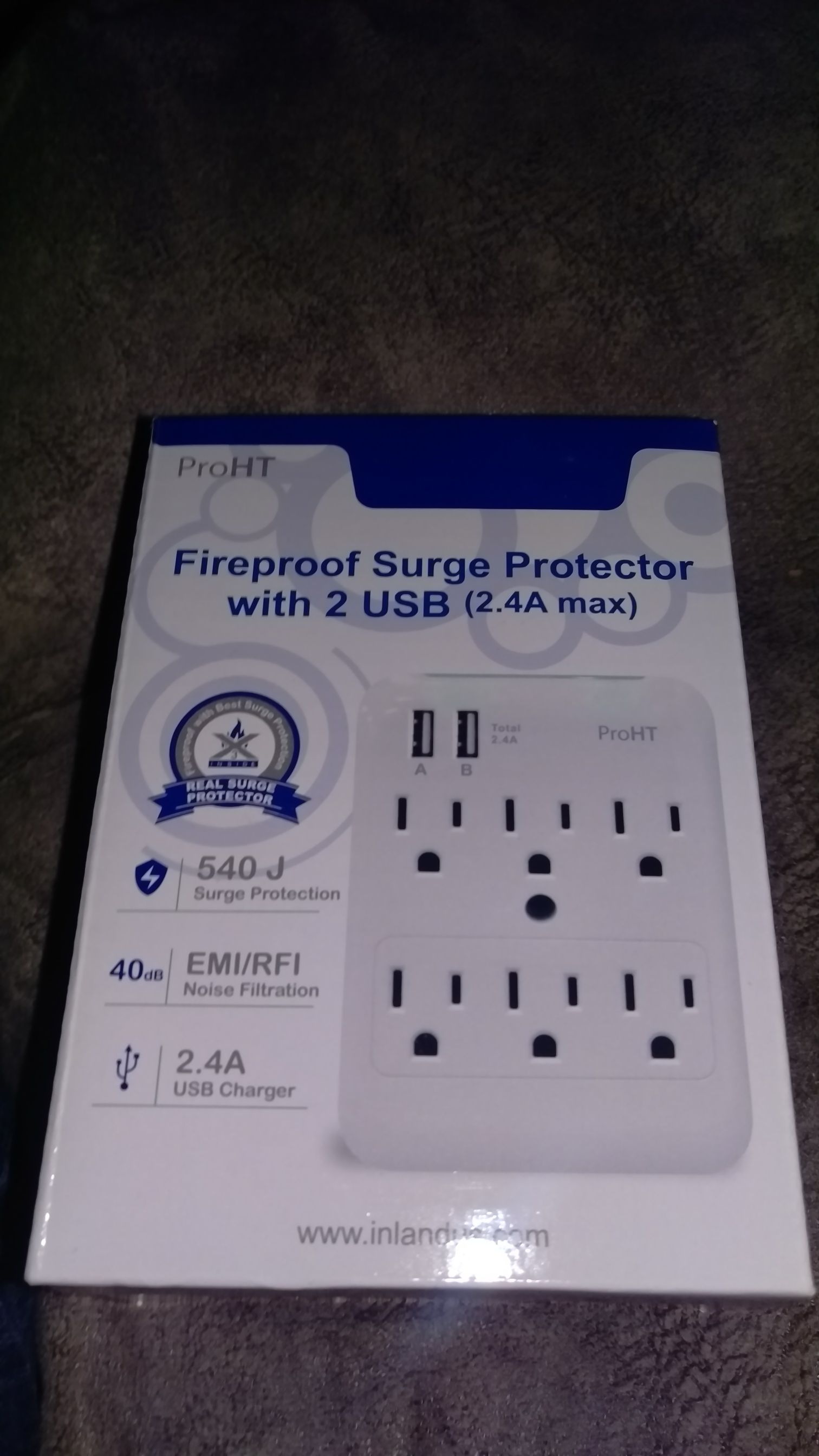 Fireproof Surge Protector with 2 USB  (Electrical) ornament collectible [Barcode 012405032258] - Main Image 1