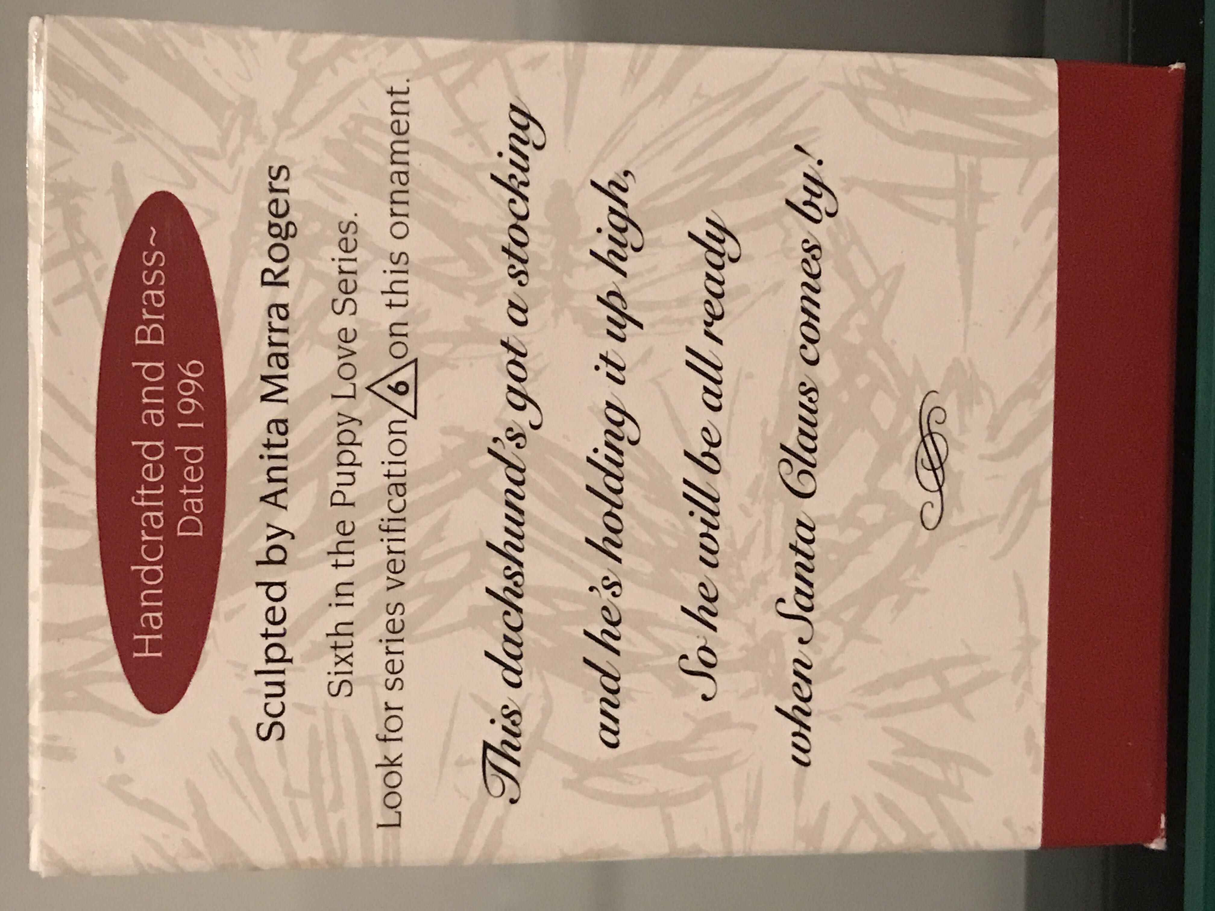 Puppy Love #6 - Dachshund - Puppy Love (Dog) ornament collectible [Barcode 015012290394] - Main Image 3