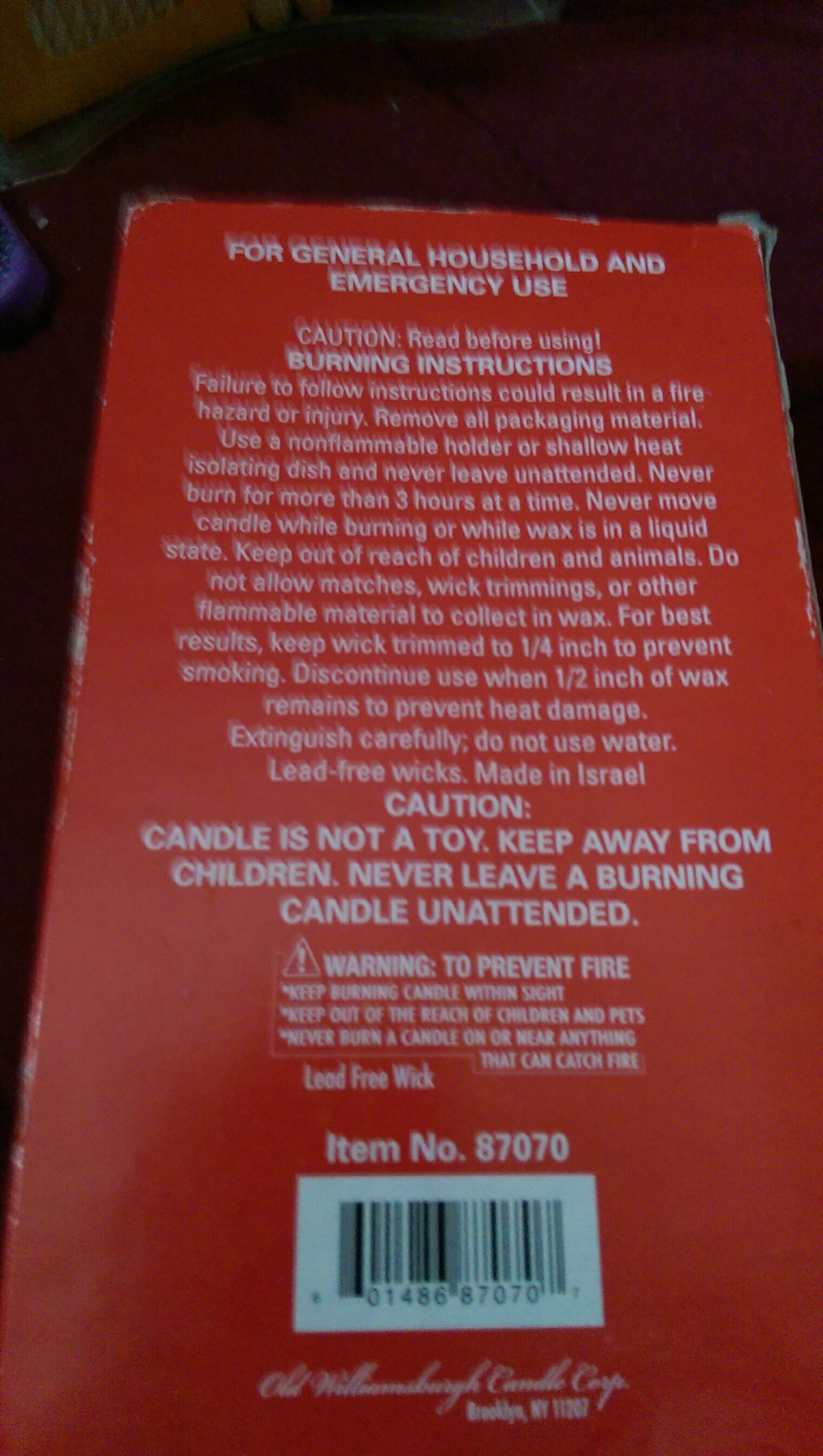 Emergency Candles  (Candles) ornament collectible [Barcode 601486870707] - Main Image 2