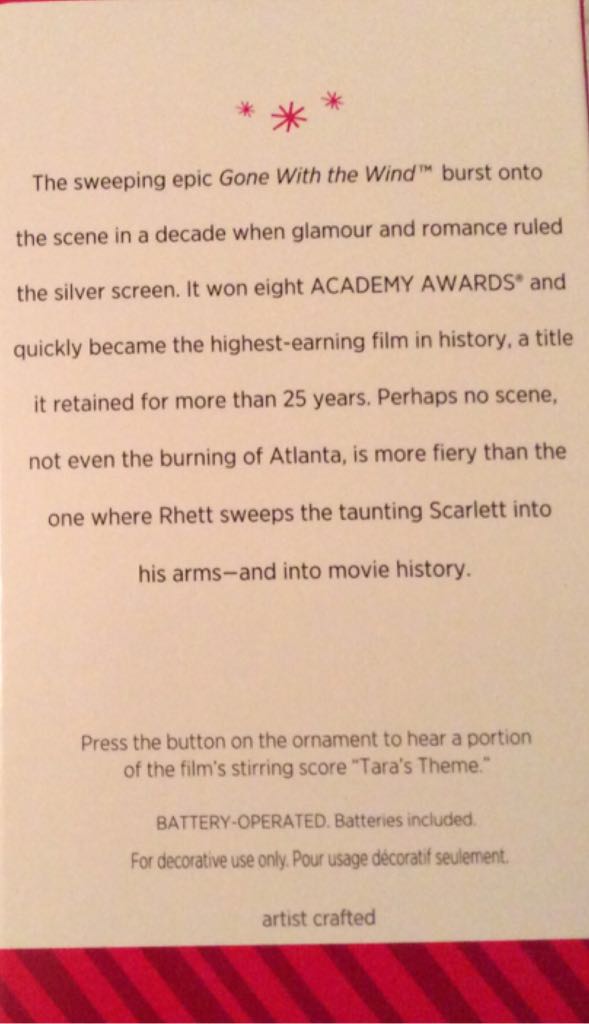 Gone with the Wind - Gone With The Wind (Movie) ornament collectible [Barcode 015012304800] - Main Image 2