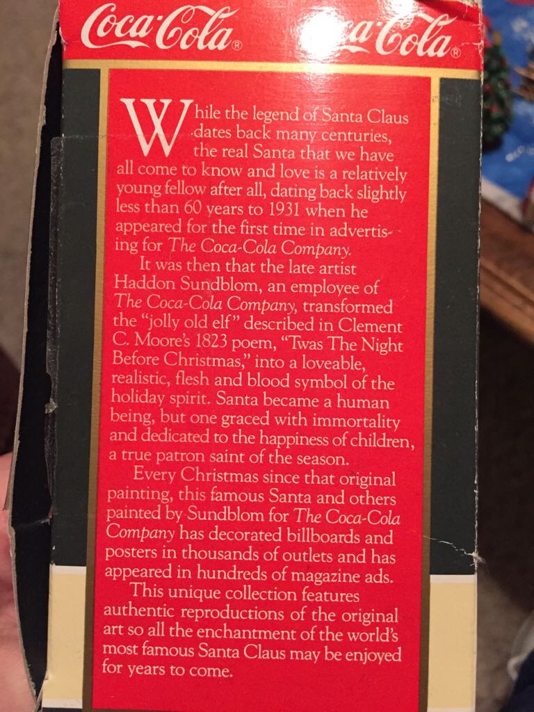 1933 - Away With a Tired, Thirsty Face - Trim-A-Tree Collection (Coca-Cola Santa Claus) ornament collectible [Barcode 715429091019] - Main Image 2