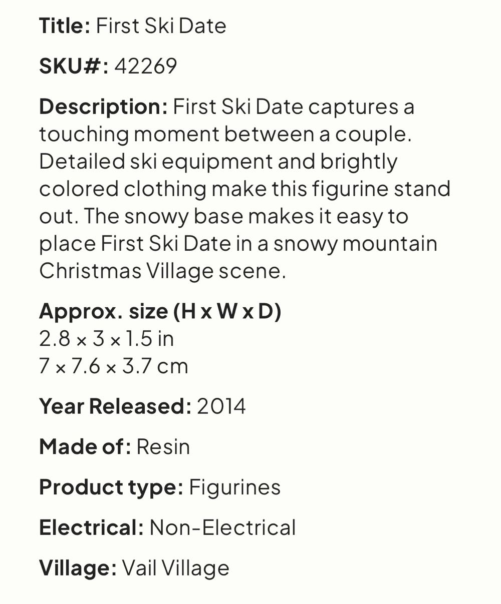 First Ski Date #42269 - Figurines (Figurines) ornament collectible [Barcode 728162422699] - Main Image 2