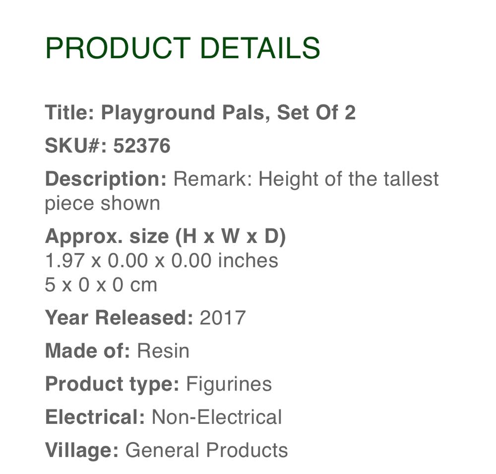 Playground Pals Set Of 2#52376 - General Products (Figurines) ornament collectible [Barcode 728162523761] - Main Image 2