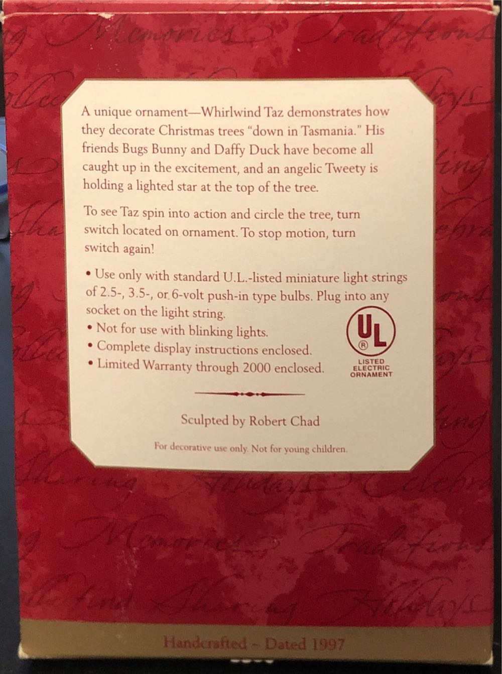 Decorator Taz - Looney Tunes (Cartoons) ornament collectible [Barcode 015012365894] - Main Image 2