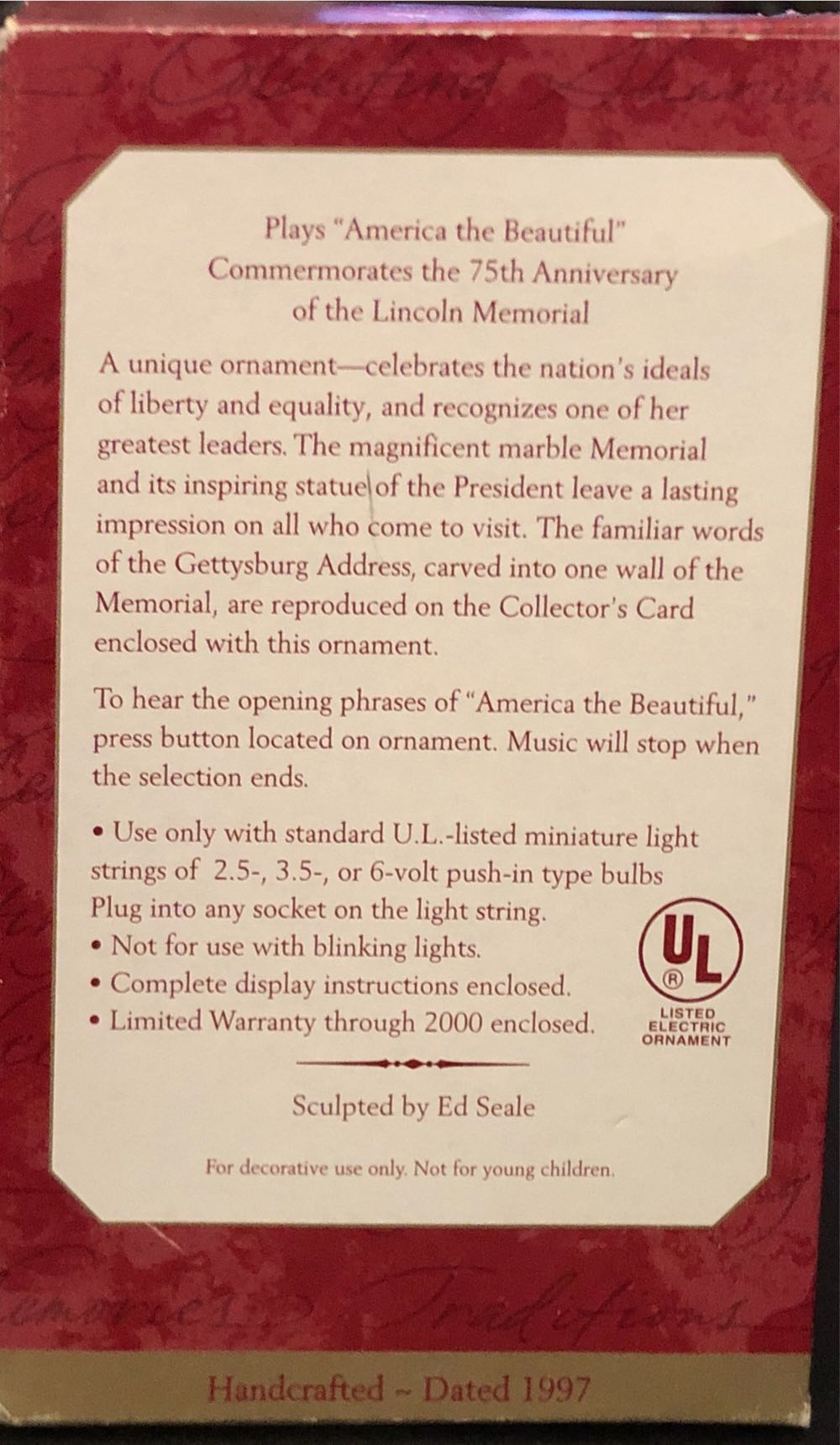 The Lincoln Memorial - Magic Plug-in (Patriotic) ornament collectible [Barcode 015012365924] - Main Image 2