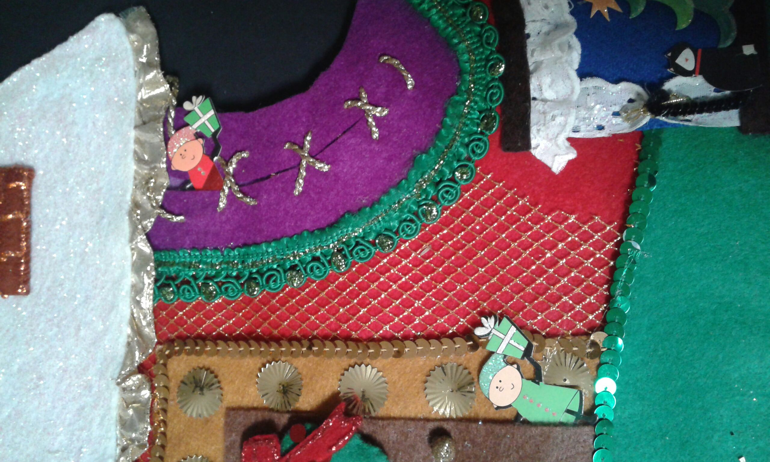 bota casita con duendes y santa de carton - Botas De Fieltro (Navidad) ornament collectible [Barcode 757037107034] - Main Image 2