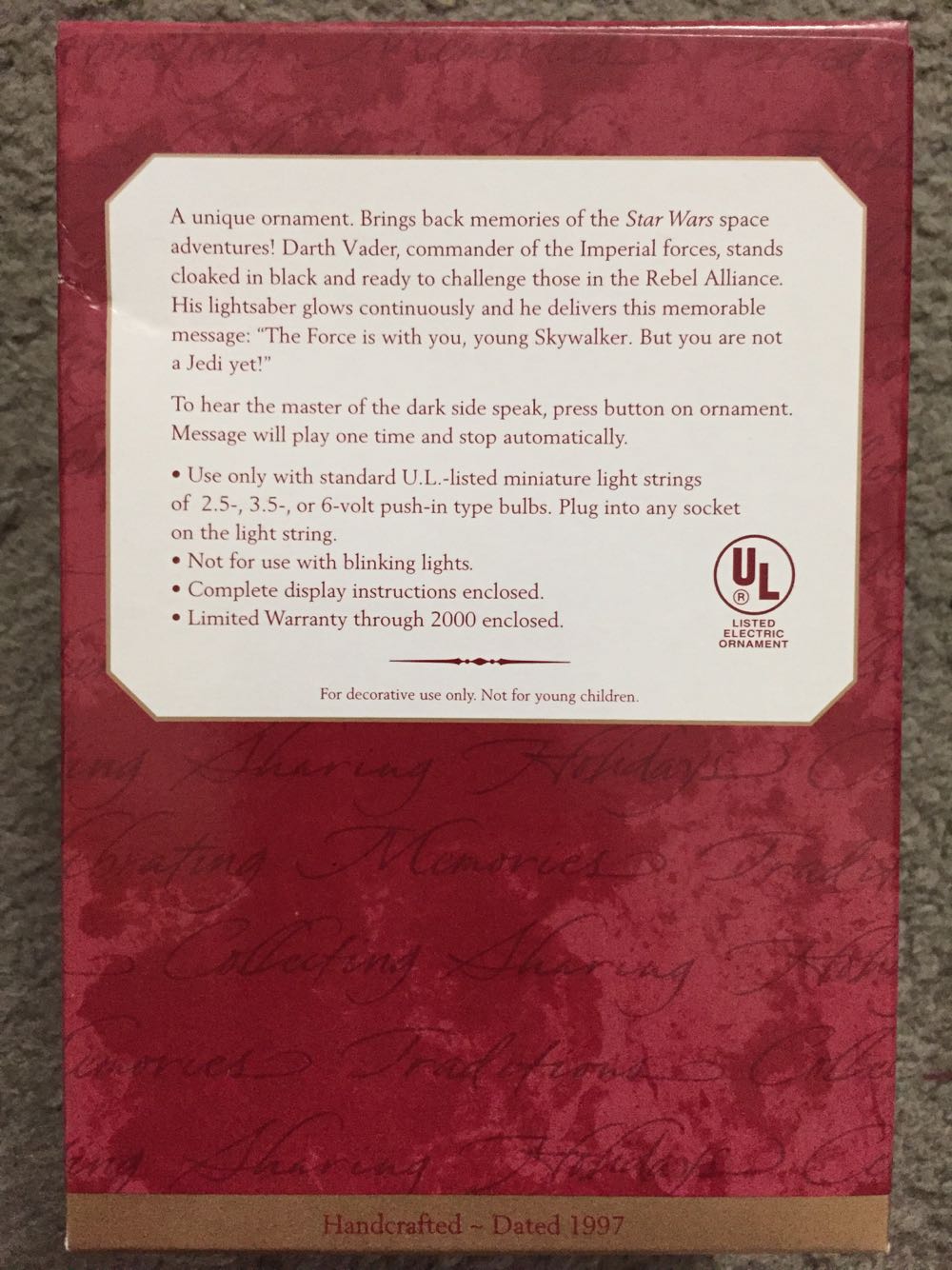 Star Wars:  Darth Vader - Star Wars (Star Wars) ornament collectible [Barcode 015012366006] - Main Image 3