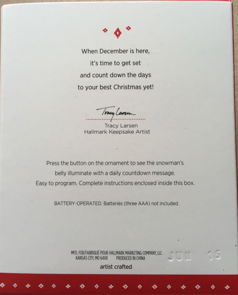 Countdown To Christmas - Countdown To Christmas ornament collectible [Barcode 763795001262] - Main Image 2