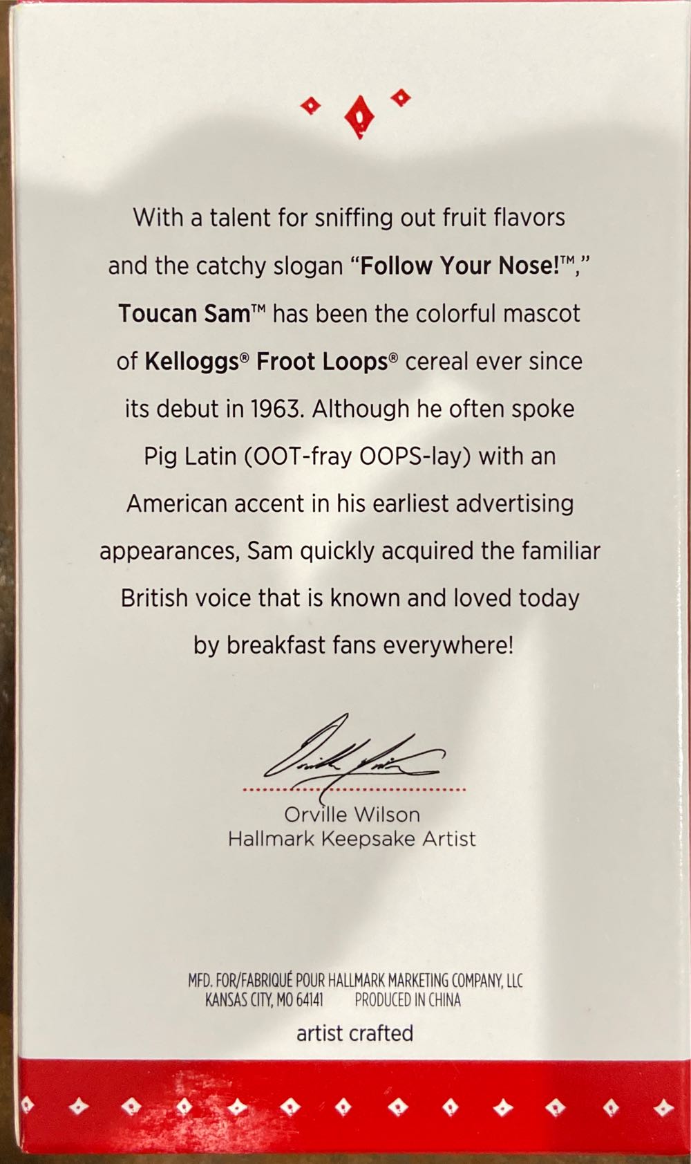 Toucan Sam - Vintage Kelloggs (Hanging Ornament) ornament collectible [Barcode 763795011452] - Main Image 3