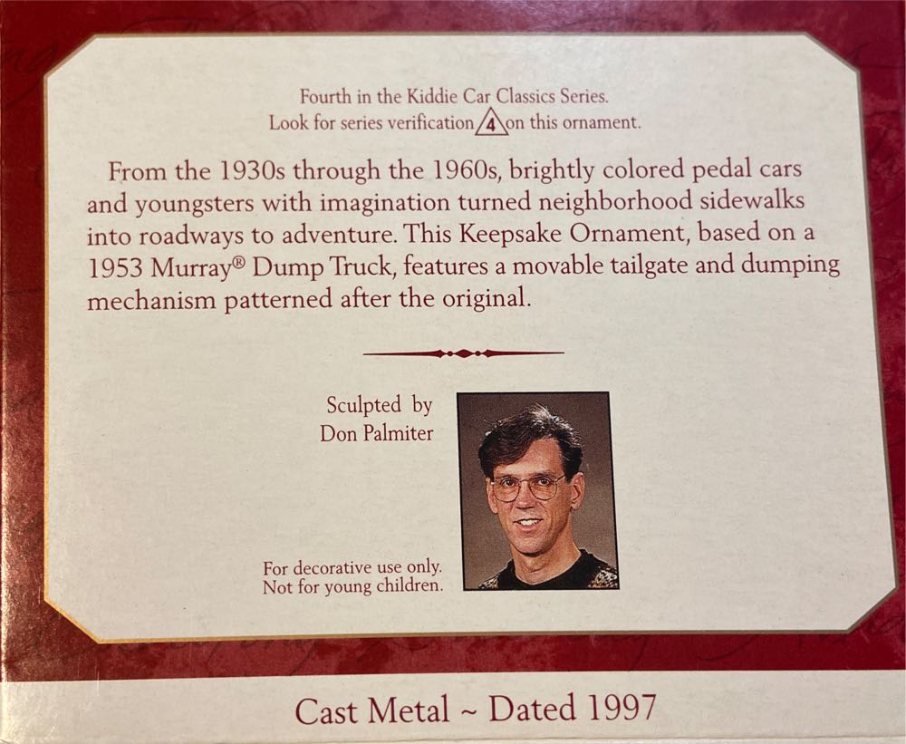 Murray Dump Truck - Kiddie Car Classics (Kiddie Car Classics) ornament collectible [Barcode 015012372786] - Main Image 2