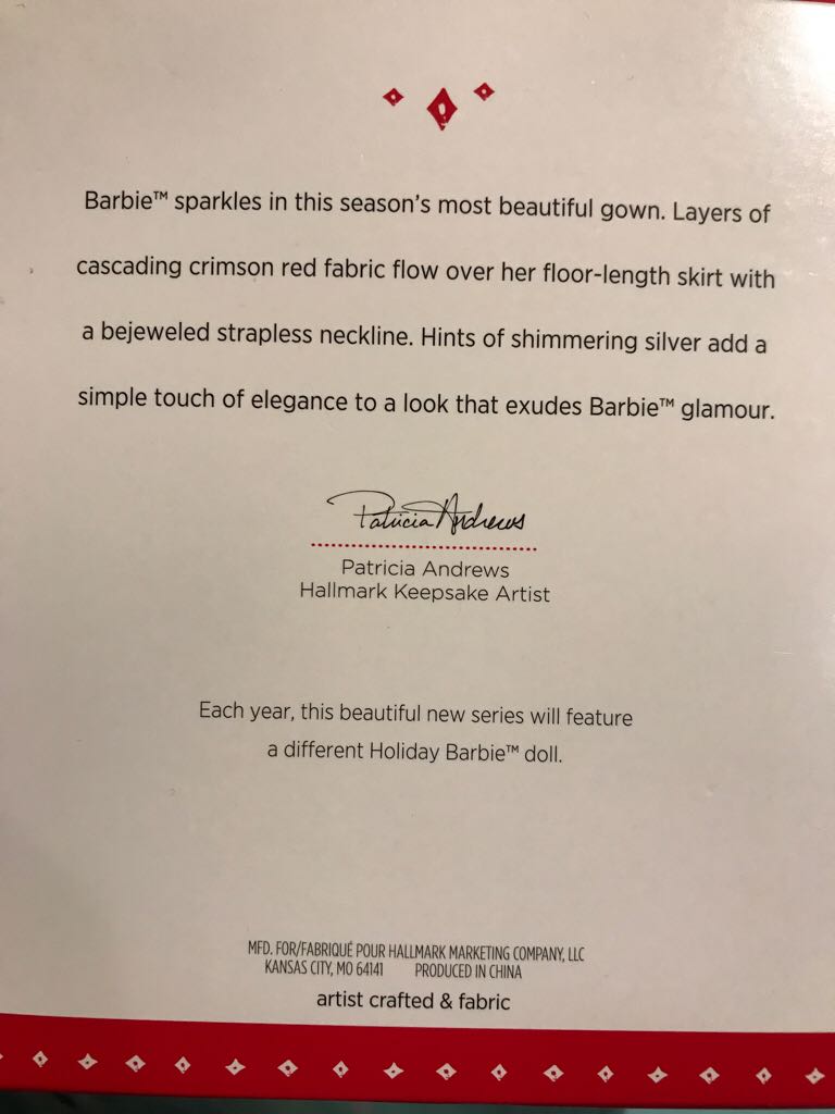 #1 Holiday Barbie - Holiday Barbie Ornament Series (Holiday Barbie) ornament collectible [Barcode 763795031573] - Main Image 2