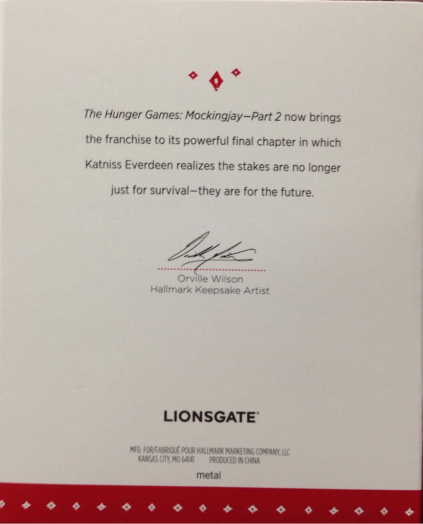 The Hunger Games Mockingjay - The Hunger Games (Movie & Television) ornament collectible [Barcode 763795037803] - Main Image 2