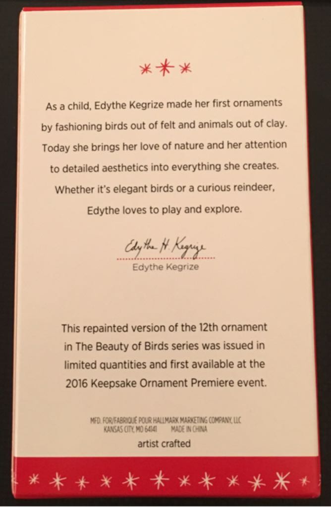 Pine Grosbeak Lady Limited Edition - The Beauty Of Birds (Special Edition) ornament collectible [Barcode 763795067817] - Main Image 2