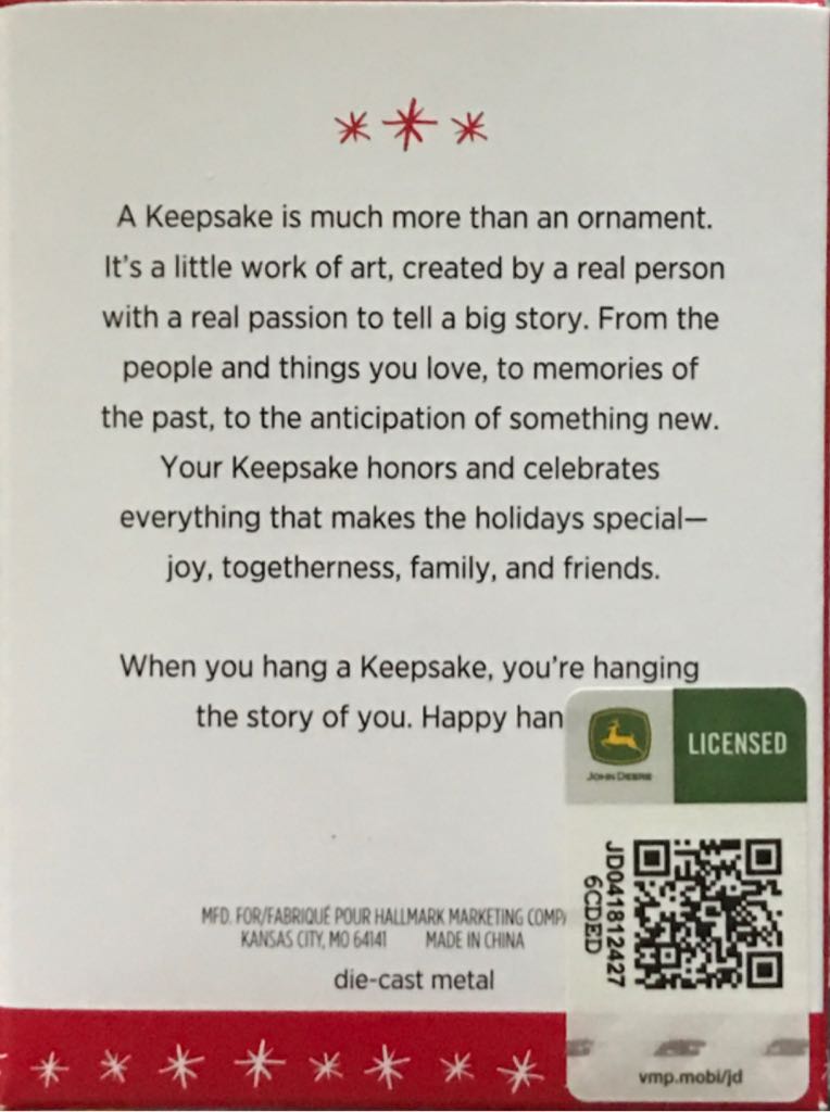 JD 2016 John Deere 318 Garden Tractor - John Deere (John Deere) ornament collectible [Barcode 763795075959] - Main Image 2