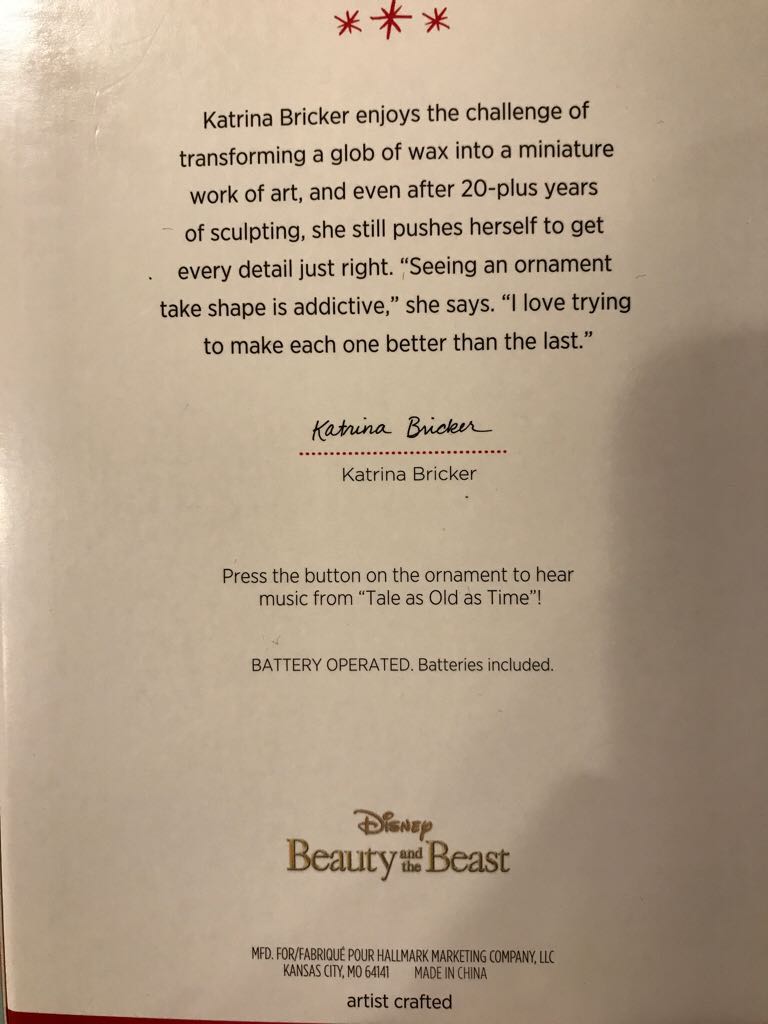 Disney Beauty And The Beast 25th Anniversary - Beauty and the Beast (Disney) ornament collectible [Barcode 763795085224] - Main Image 2