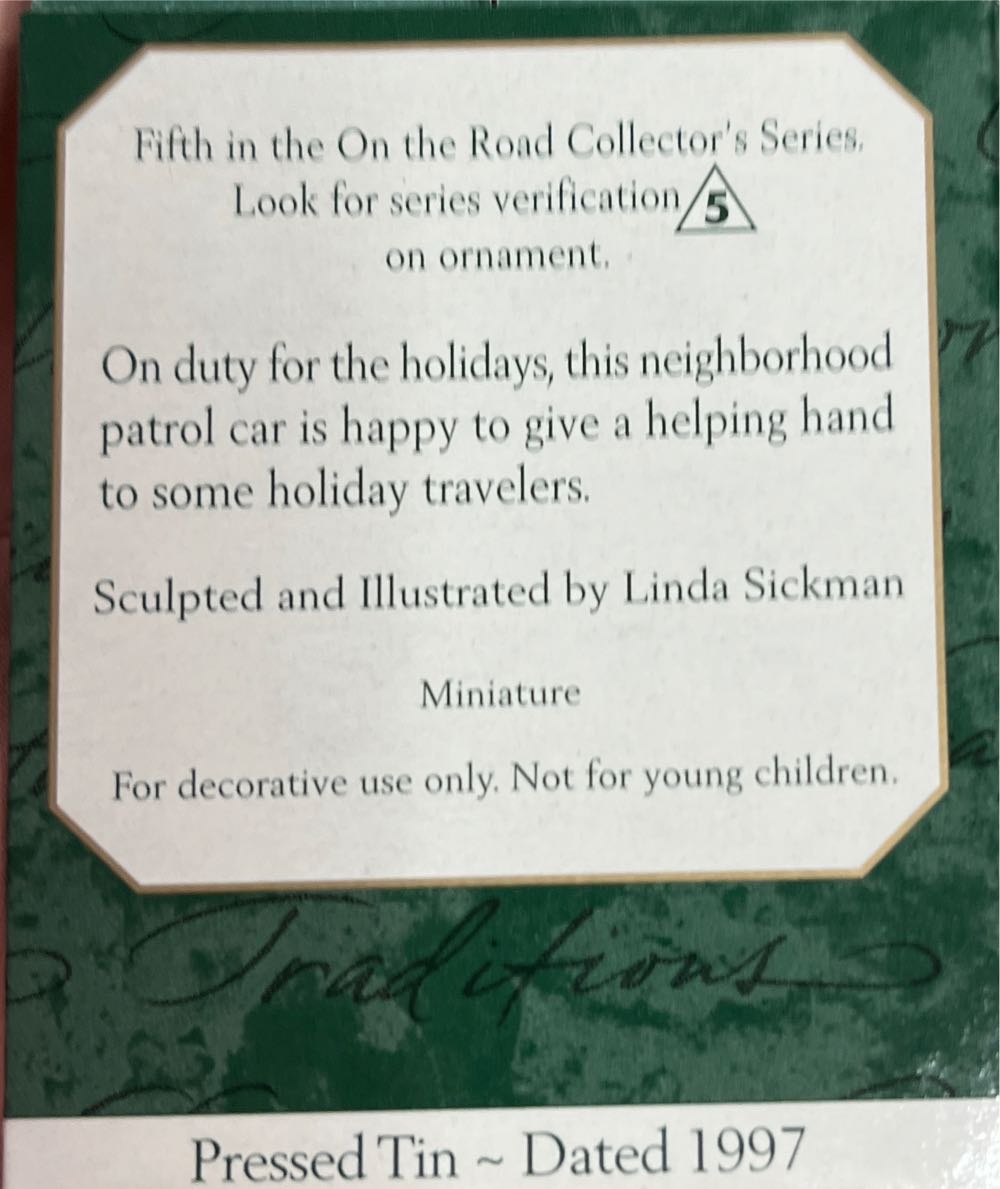 Miniature Police Car - On The Road (Minature) ornament collectible [Barcode 015012374865] - Main Image 2