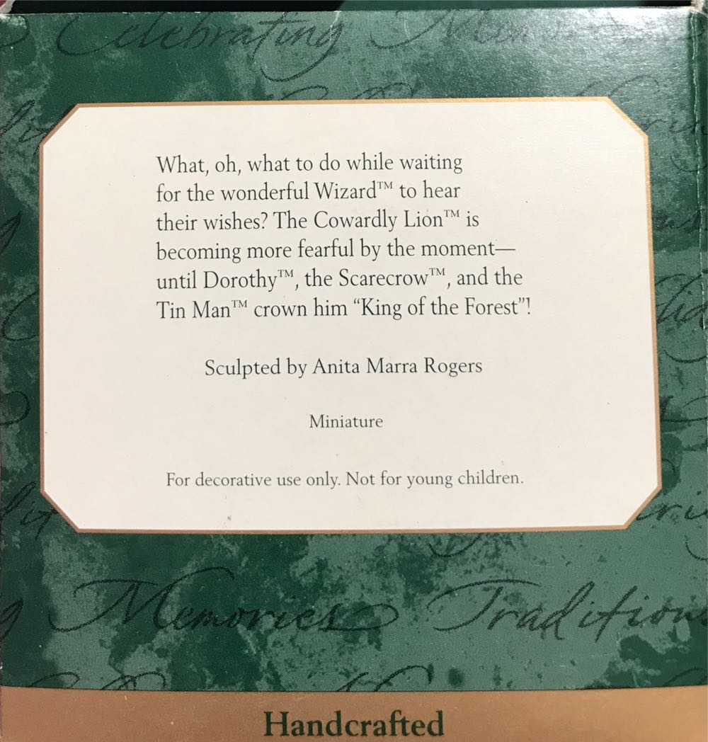 Wizard Of Oz: King Of The Forest 1997 - The Wizard Of Oz (The Wizard Of Oz) ornament collectible [Barcode 015012375251] - Main Image 3