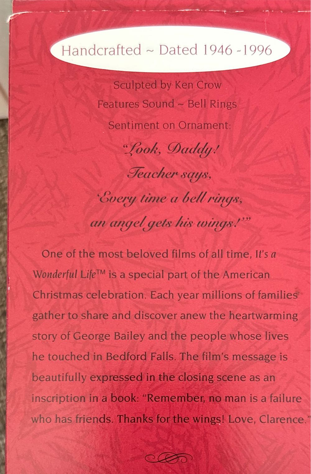 It’s A Wonderful Life - Movies And Television (Movie Characters) ornament collectible [Barcode 015012376357] - Main Image 3