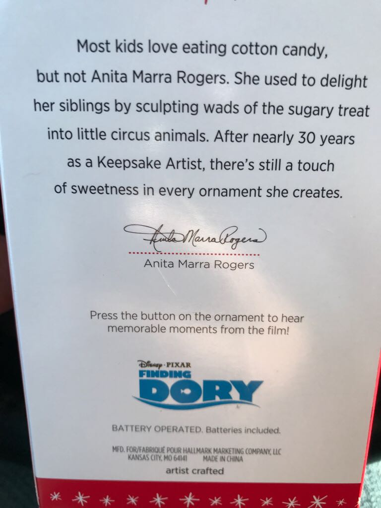 Pixar 17 - Finding Dory: “DORY” - Disney•Pixar Finding Dory (MAGIC: Sound) ornament collectible [Barcode 763795112791] - Main Image 2