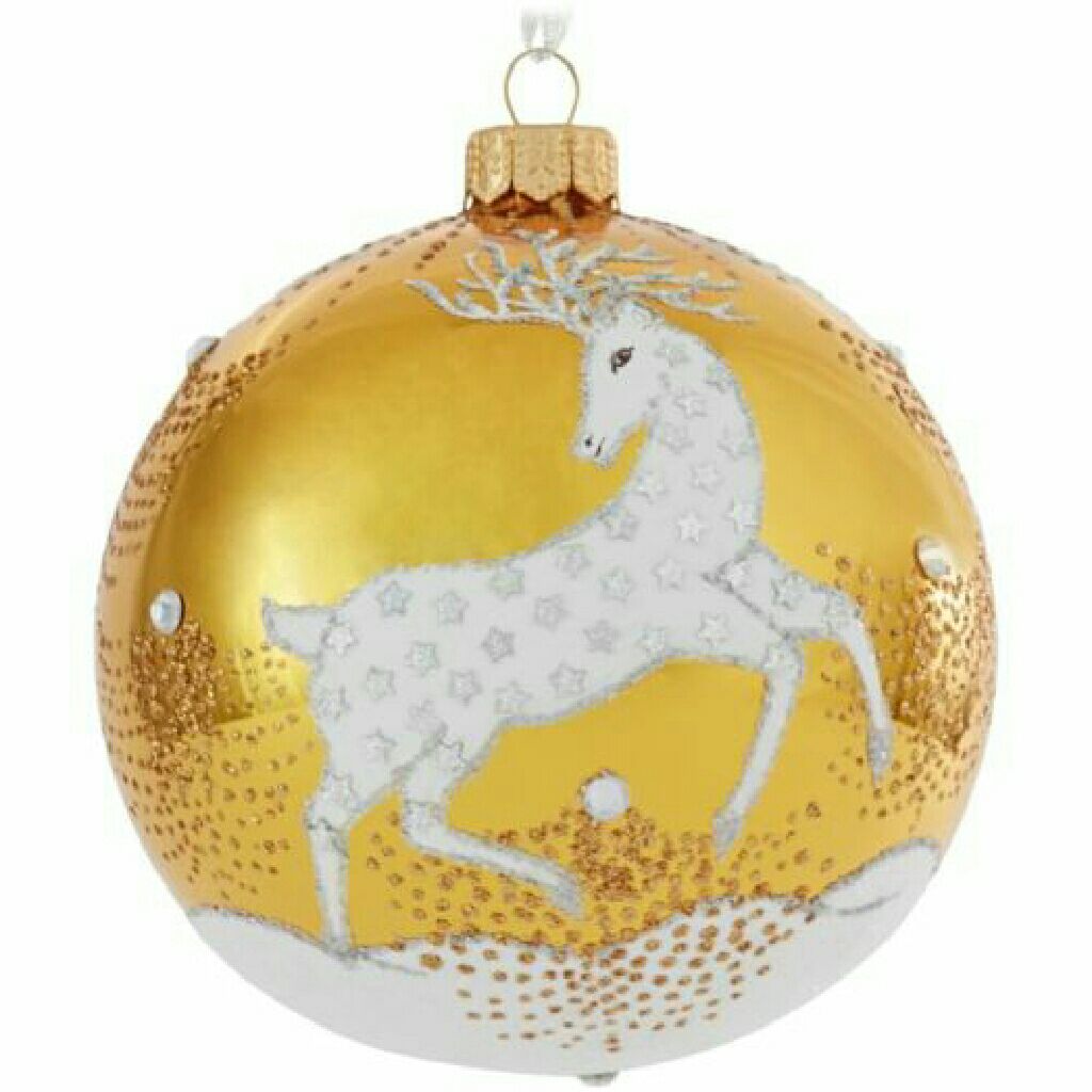 Gold Reindeer Ball - Reindeer (Animals) ornament collectible [Barcode 763795114535] - Main Image 1