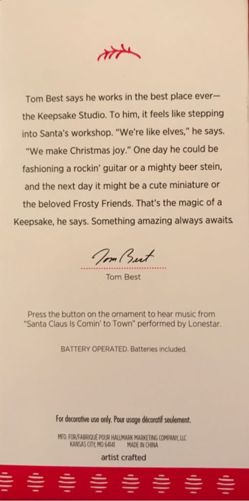 Santa Claus Is Comin’ To Town - Guitars (Iconic Songs) ornament collectible [Barcode 763795223336] - Main Image 2