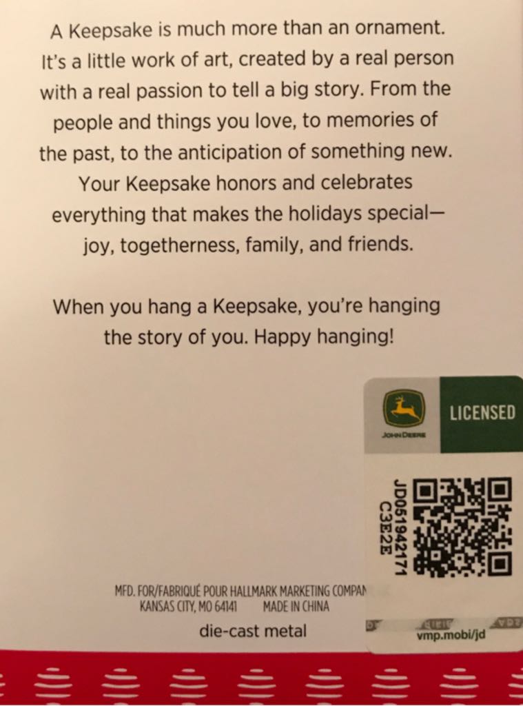 JD 2017 John Deere Model GP Tractor - John Deere (John Deere) ornament collectible [Barcode 763795223350] - Main Image 2