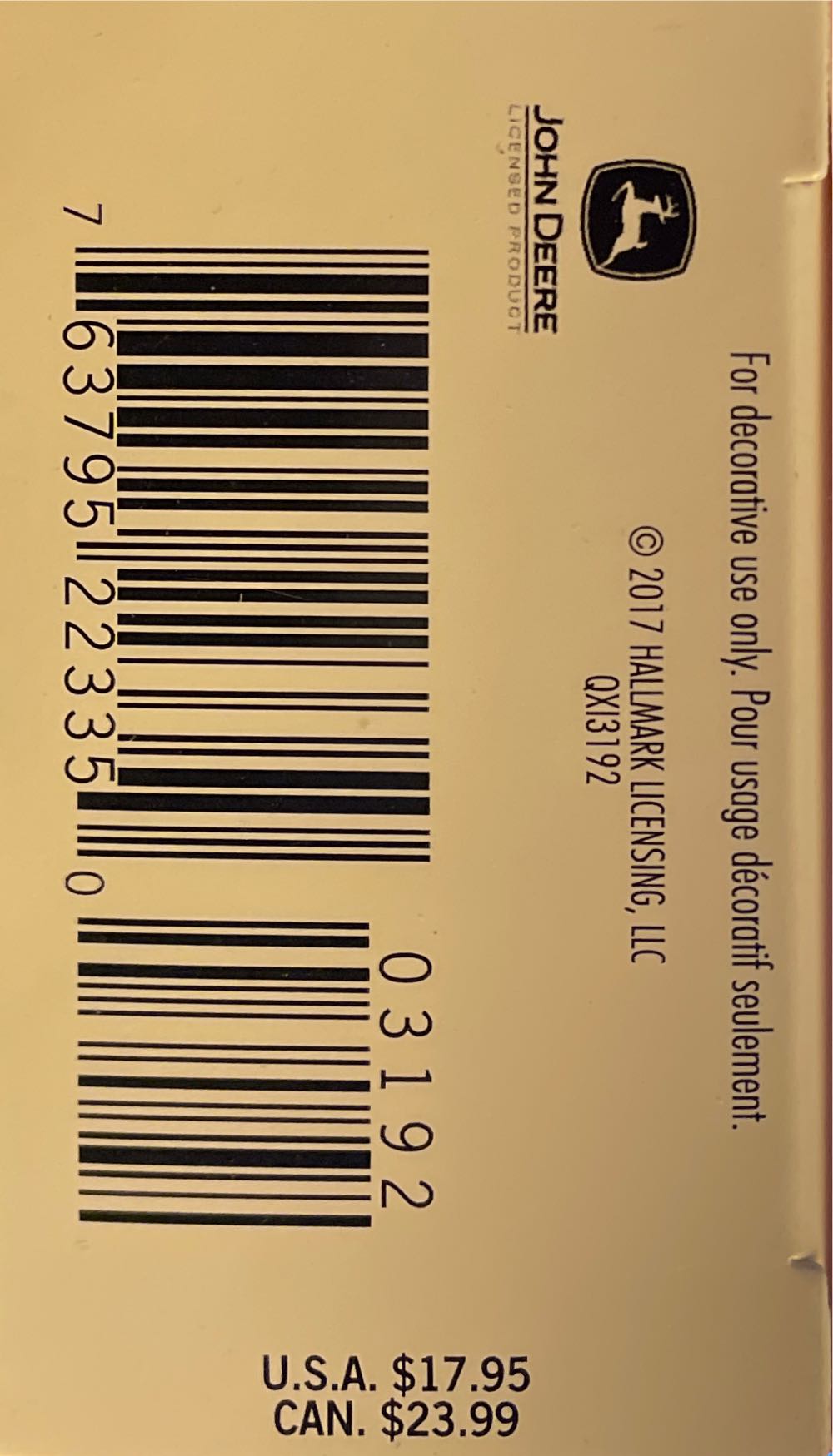 JD 2017 John Deere Model GP Tractor - John Deere (John Deere) ornament collectible [Barcode 763795223350] - Main Image 3