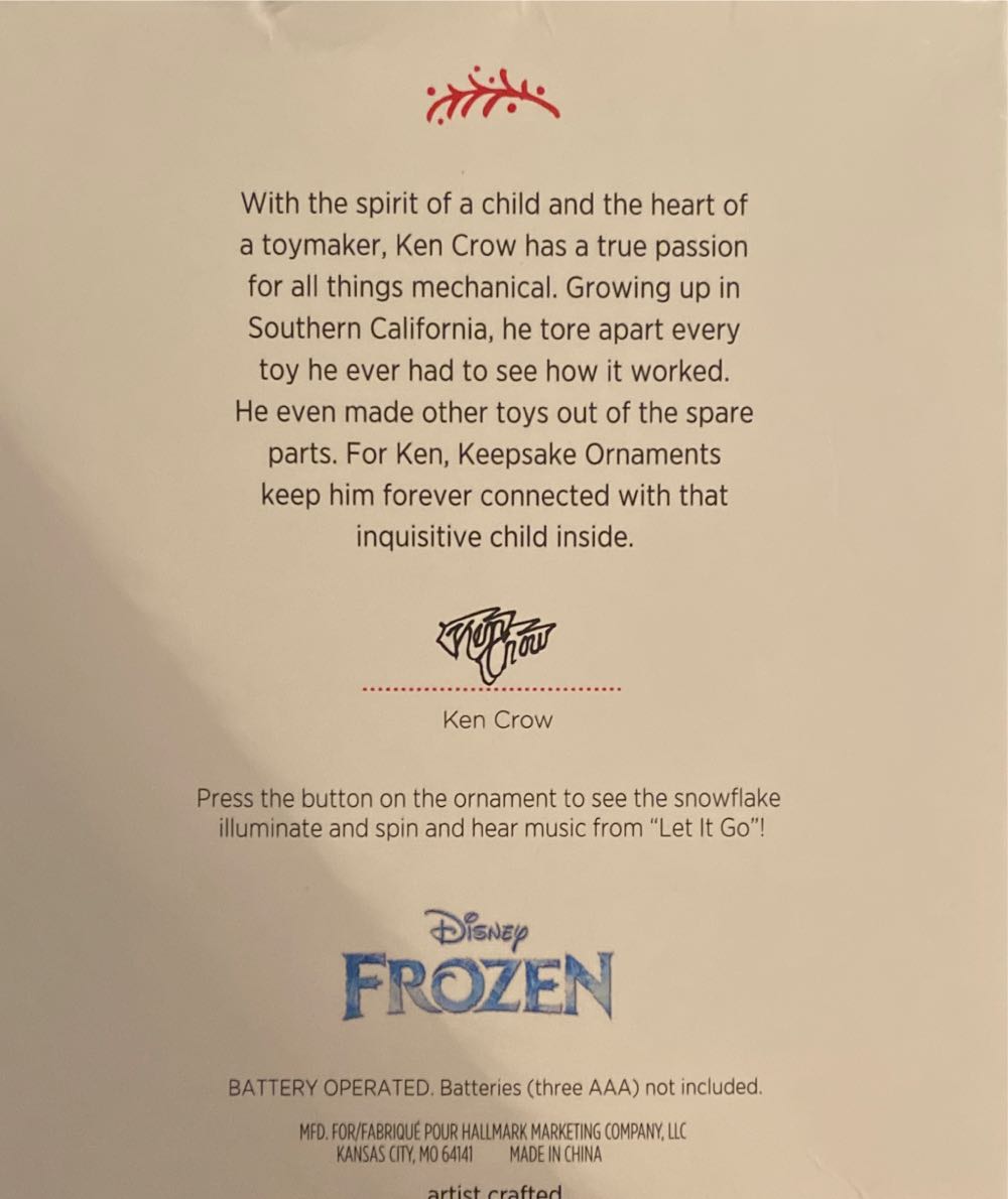 Elsa’s Magic Snowflake - Disney Frozen (Walt Disney Animated Studios) ornament collectible [Barcode 763795226153] - Main Image 2