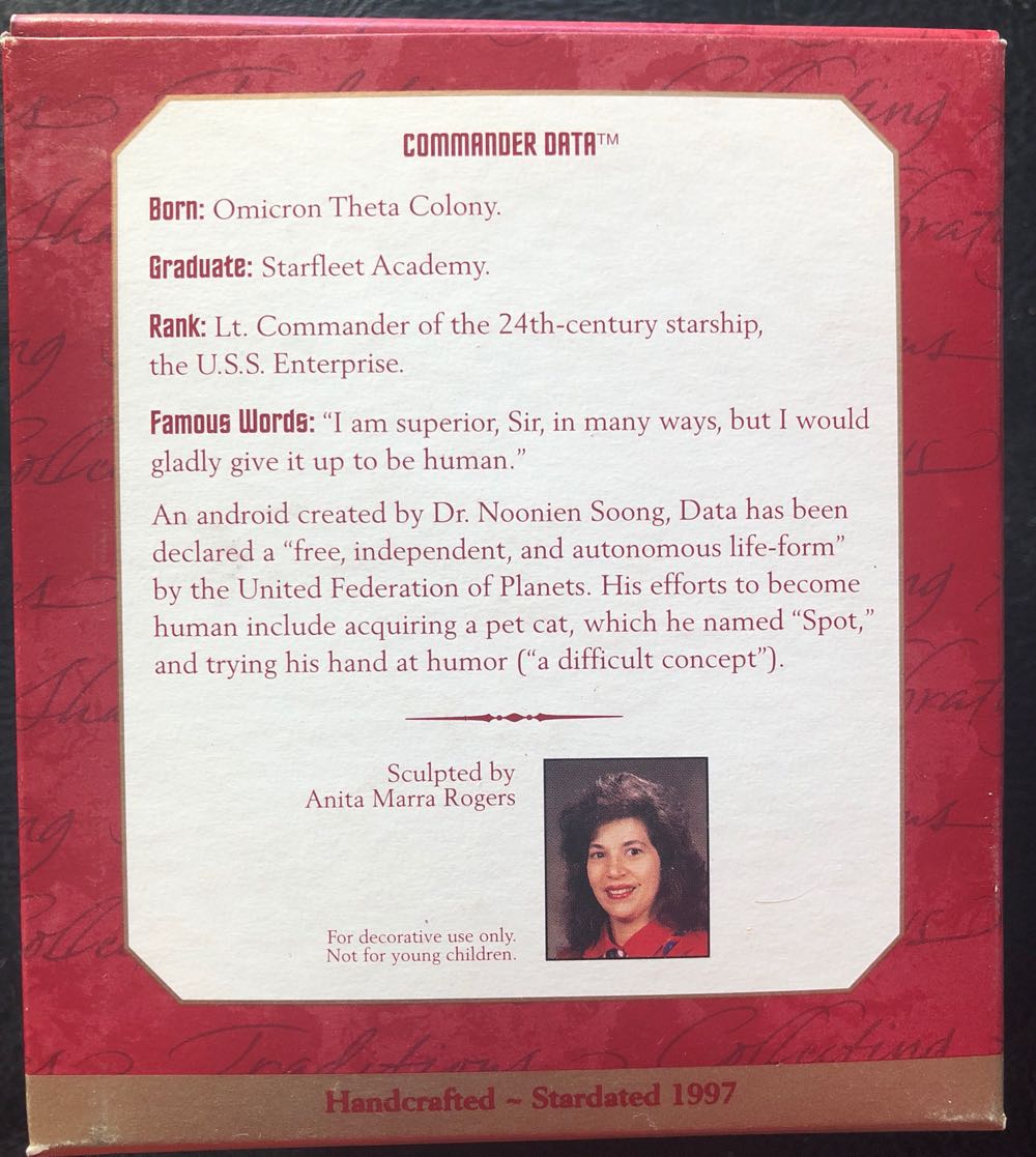 Lt. Commander Data - Star Trek: The Next Generation (Star Trek: The Next Generation) ornament collectible [Barcode 015012381894] - Main Image 2