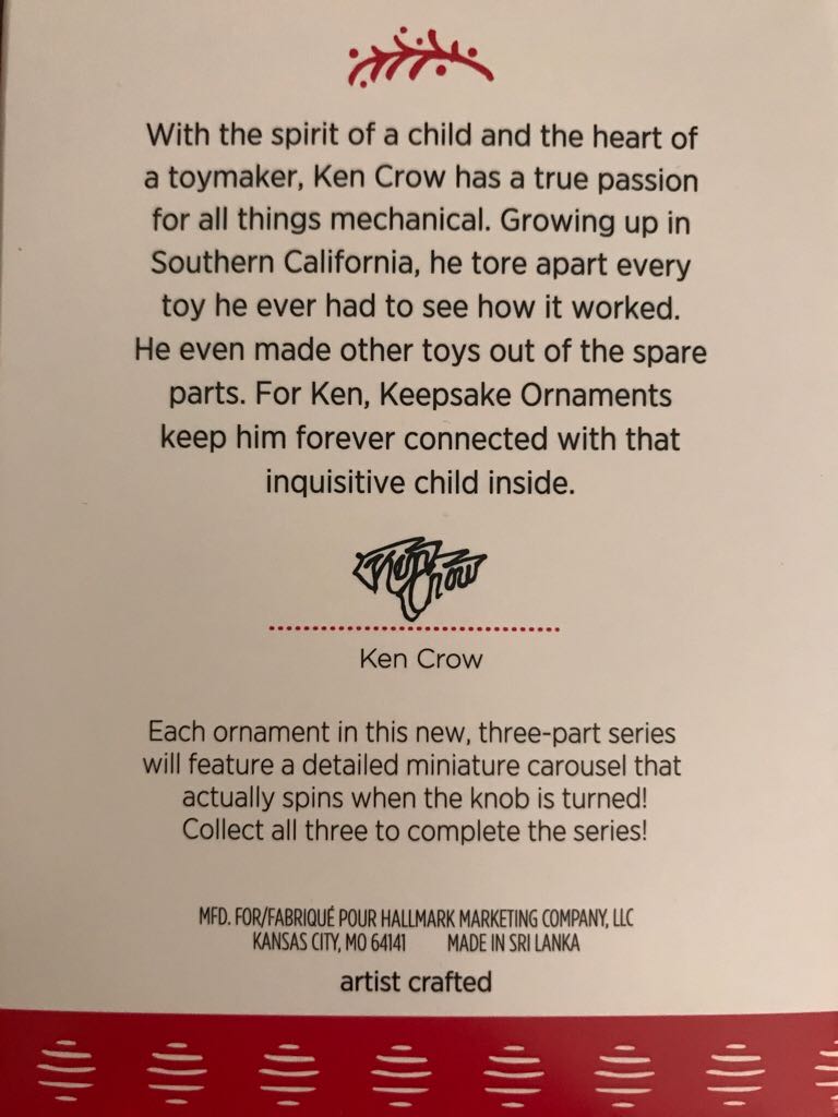 Miniature Christmas Carousel #1 (2017) - Christmas Carousel (Carousel) ornament collectible [Barcode 763795237715] - Main Image 2