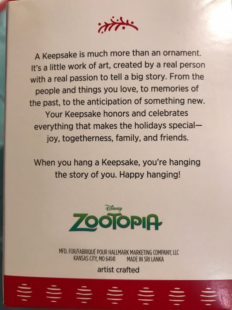 Disney 55 - Zootopia: “JUDY HOPPS and NICK WILDE” - Disney’s Zootopia (Hanging Ornament) ornament collectible [Barcode 763795239191] - Main Image 2