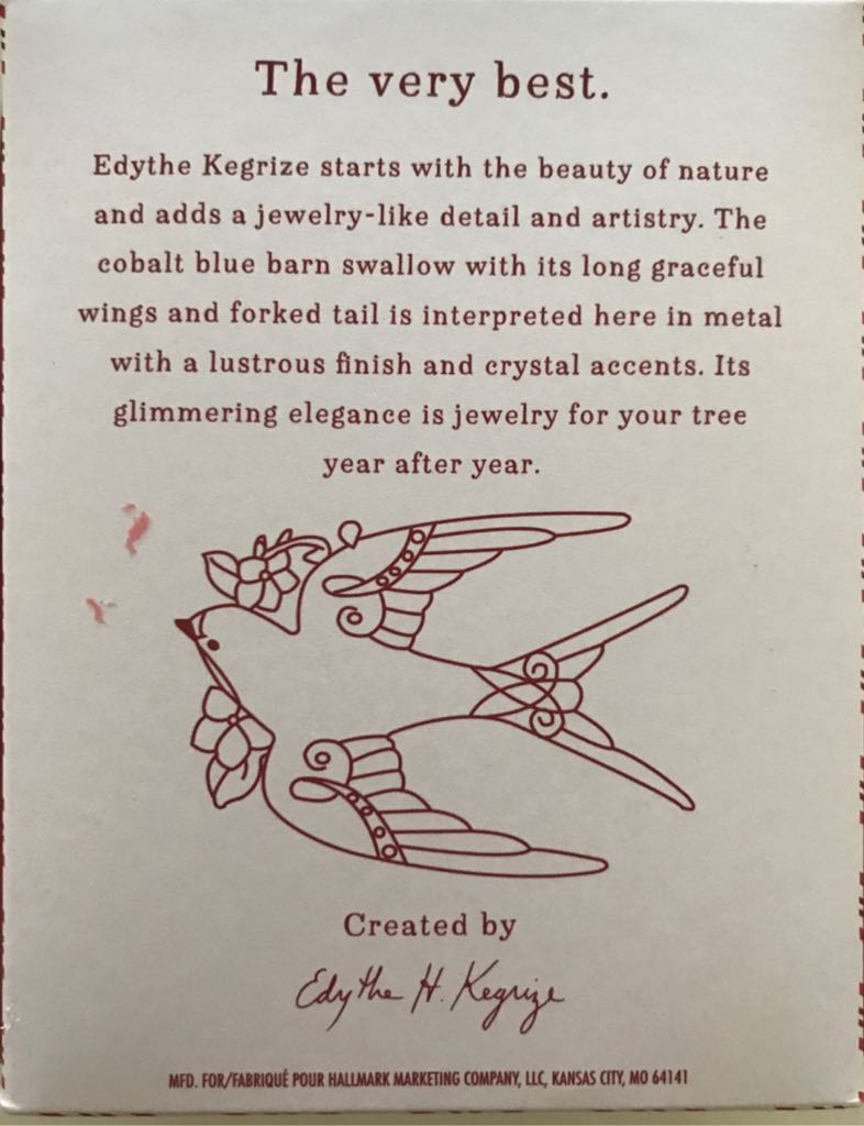 Stunning Swallow 2017 - Beauty Of Birds (Premium) ornament collectible [Barcode 763795257911] - Main Image 2