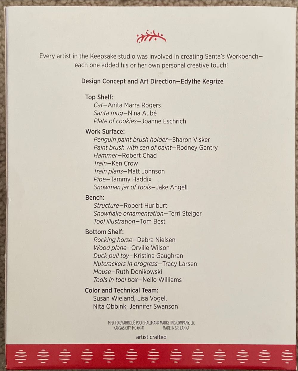 Santa’s Workbench - Keepsake Ornament Club (KOC Member Exclusive) ornament collectible [Barcode 763795267965] - Main Image 2