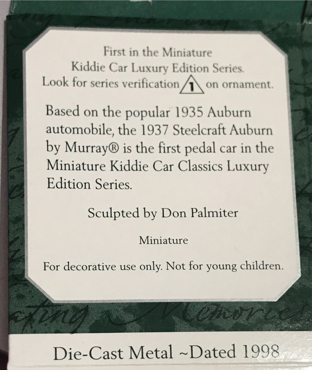 Kiddie Car Luxury #1 Steelcraft Auburn 1937 - Miniature Kitty Car Luxury Edition (Miniature) ornament collectible [Barcode 015012415360] - Main Image 2