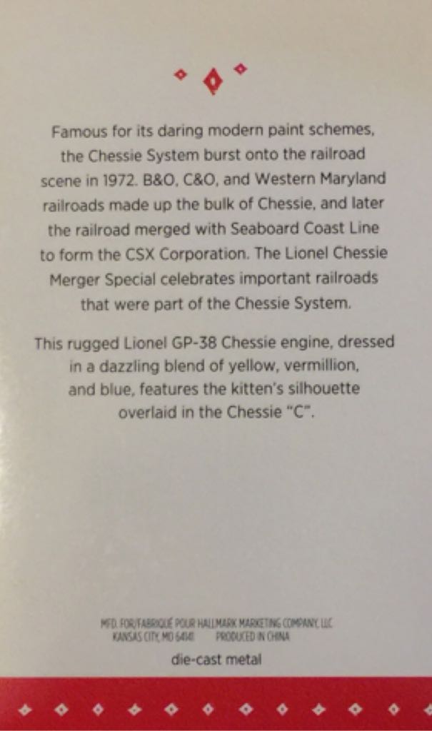 Chessie System Locomotive  - Lionel Train Series (Trains) ornament collectible [Barcode 763795945948] - Main Image 2