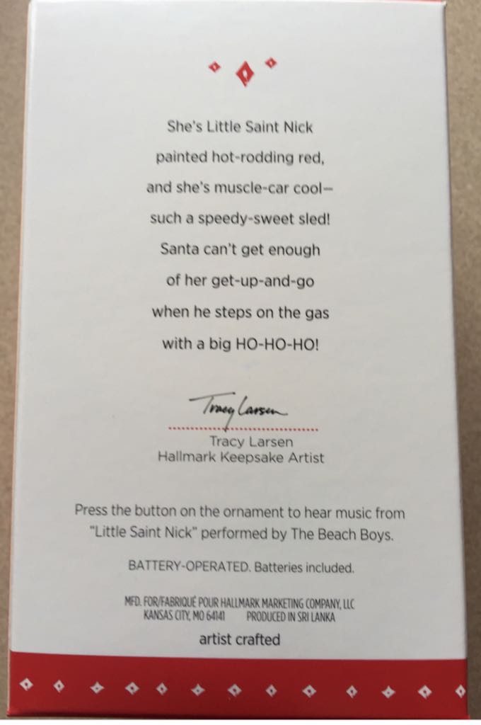 Little Saint Nick - Santa (MAGIC, Music, “Little St Nick” Beach Boys) ornament collectible [Barcode 763795954094] - Main Image 2