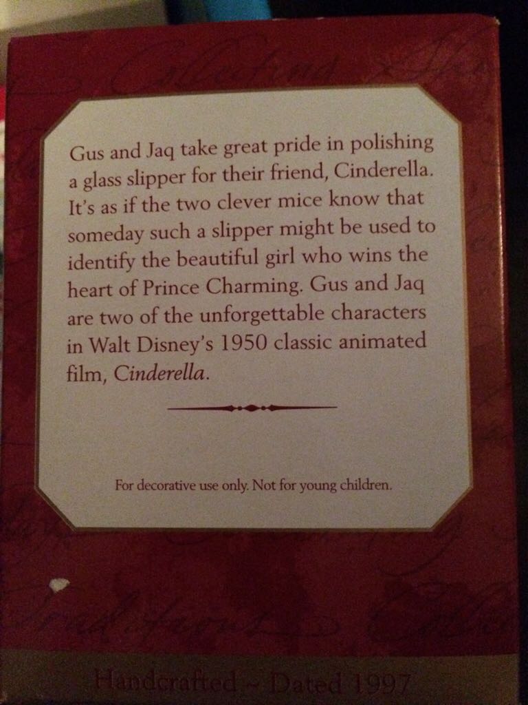 Gus and Jaq - Cinderella (Disney) ornament collectible [Barcode 015012415605] - Main Image 2