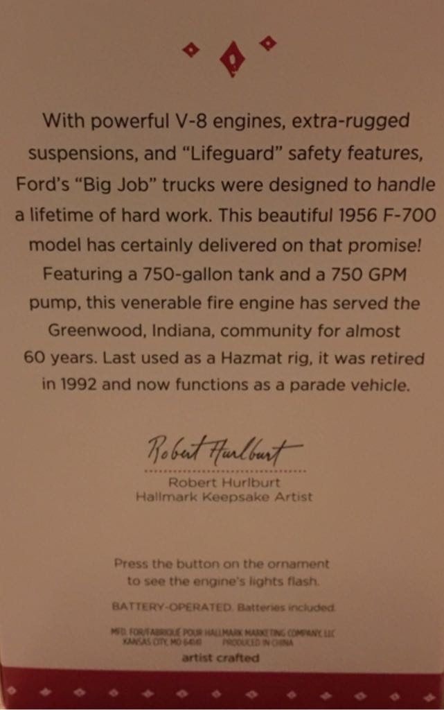 1956 Ford Fire Engine - Fire Brigade (Firetrucks) ornament collectible [Barcode 763795962365] - Main Image 2