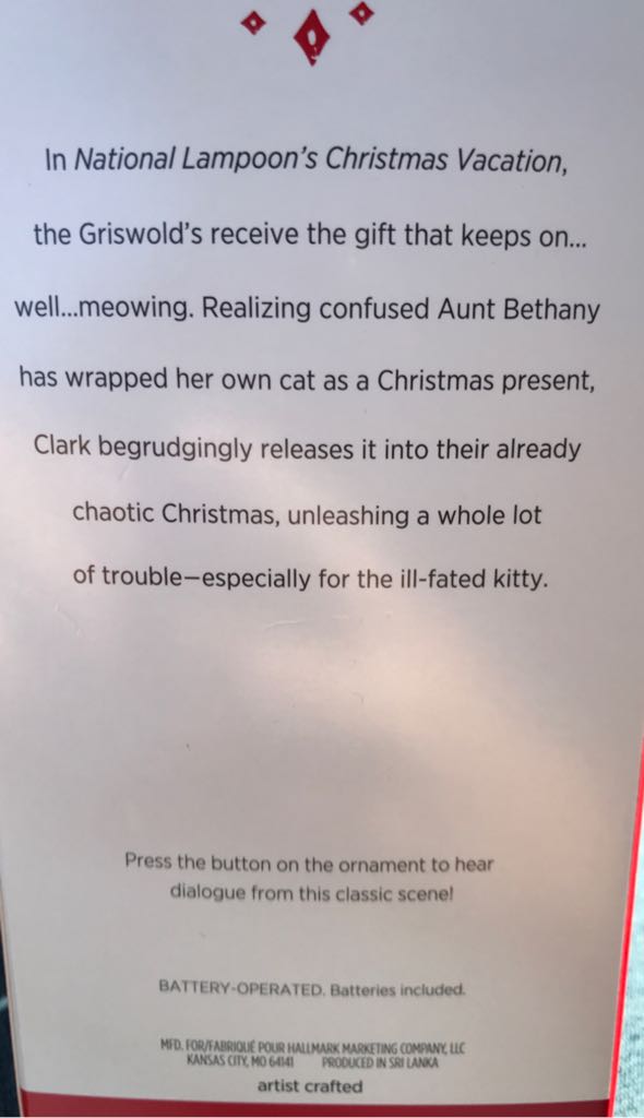 🎄 CV ‘15: Meowy Christmas - National Lampoon’s Christmas Vacation (Movies & TV) ornament collectible [Barcode 763795965243] - Main Image 2