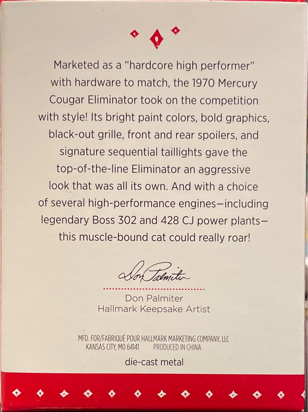 1970 Mercury Cougar Eliminator - 1970 Mercury Cougar Eliminator (Classic American Cars) ornament collectible [Barcode 763795967742] - Main Image 2
