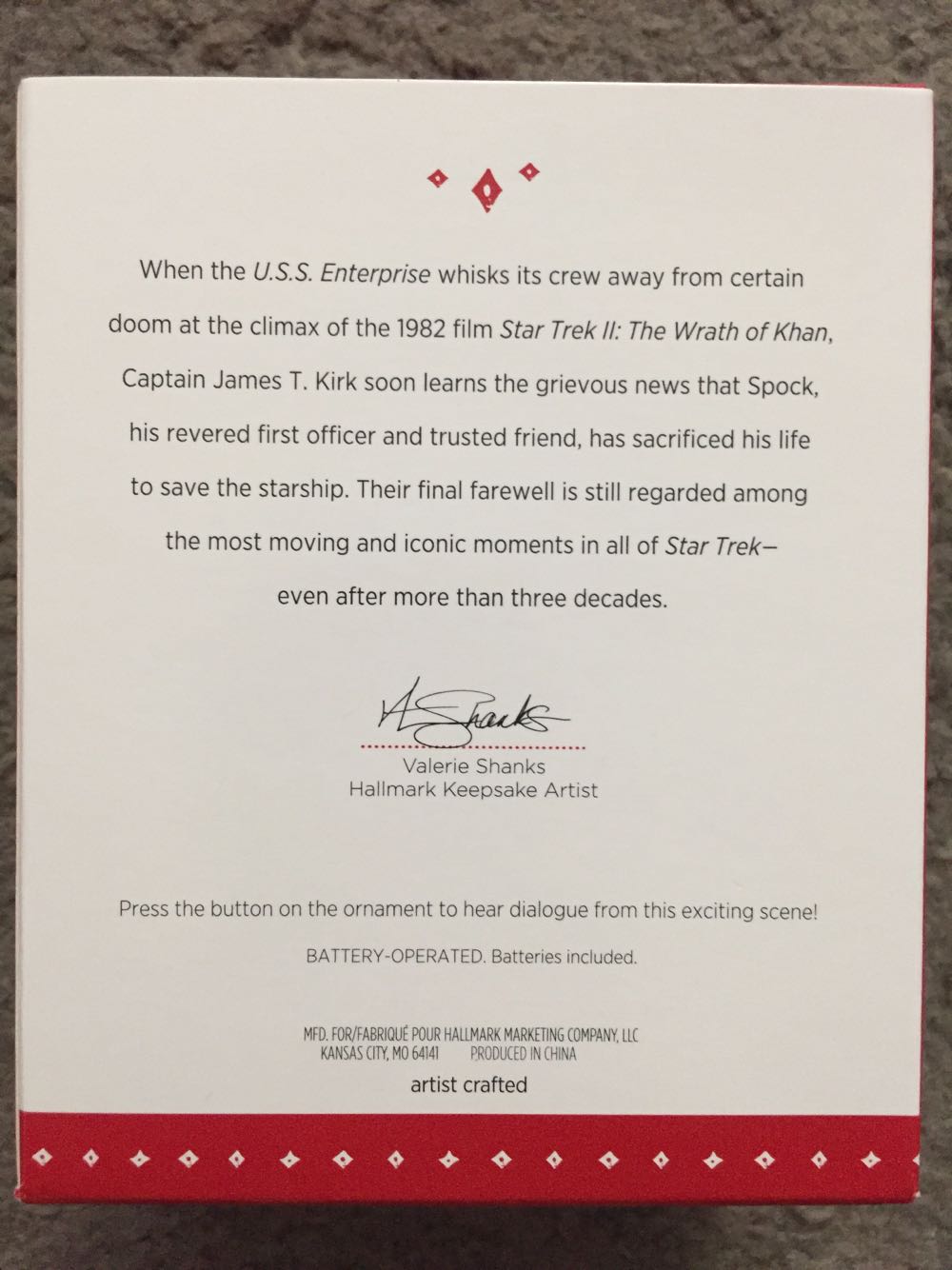 Star Trek: The Needs Of The Many - Star Trek II: The Wrath of Khan (Star Trek) ornament collectible [Barcode 763795969784] - Main Image 3