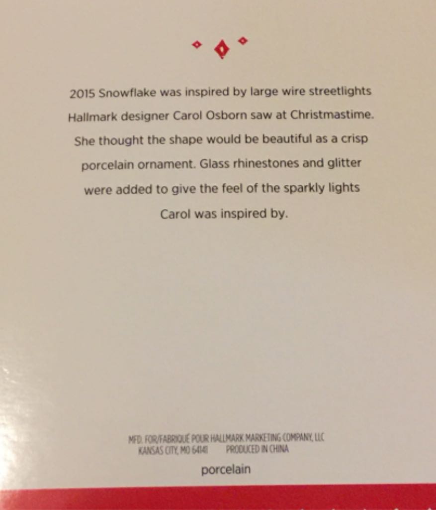 Snowflakes: “2015 SNOWFLAKE” - Snowflakes (Hanging Ornament) ornament collectible [Barcode 763795976256] - Main Image 2