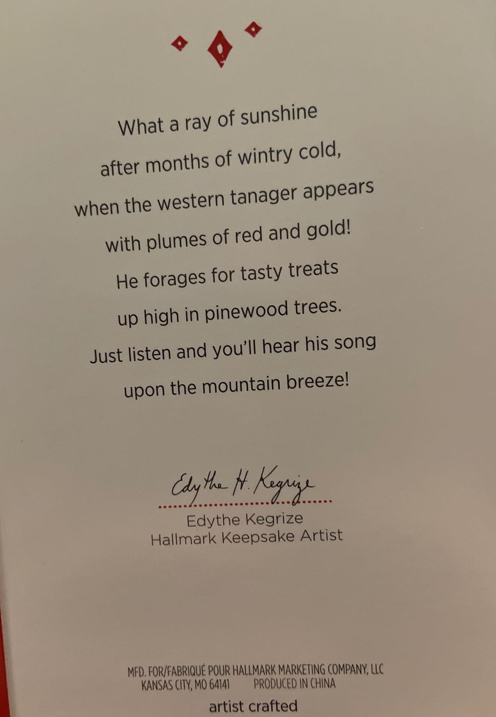 Western Tanager 2015 - Beauty Of Birds (Birds) ornament collectible [Barcode 763795976898] - Main Image 3