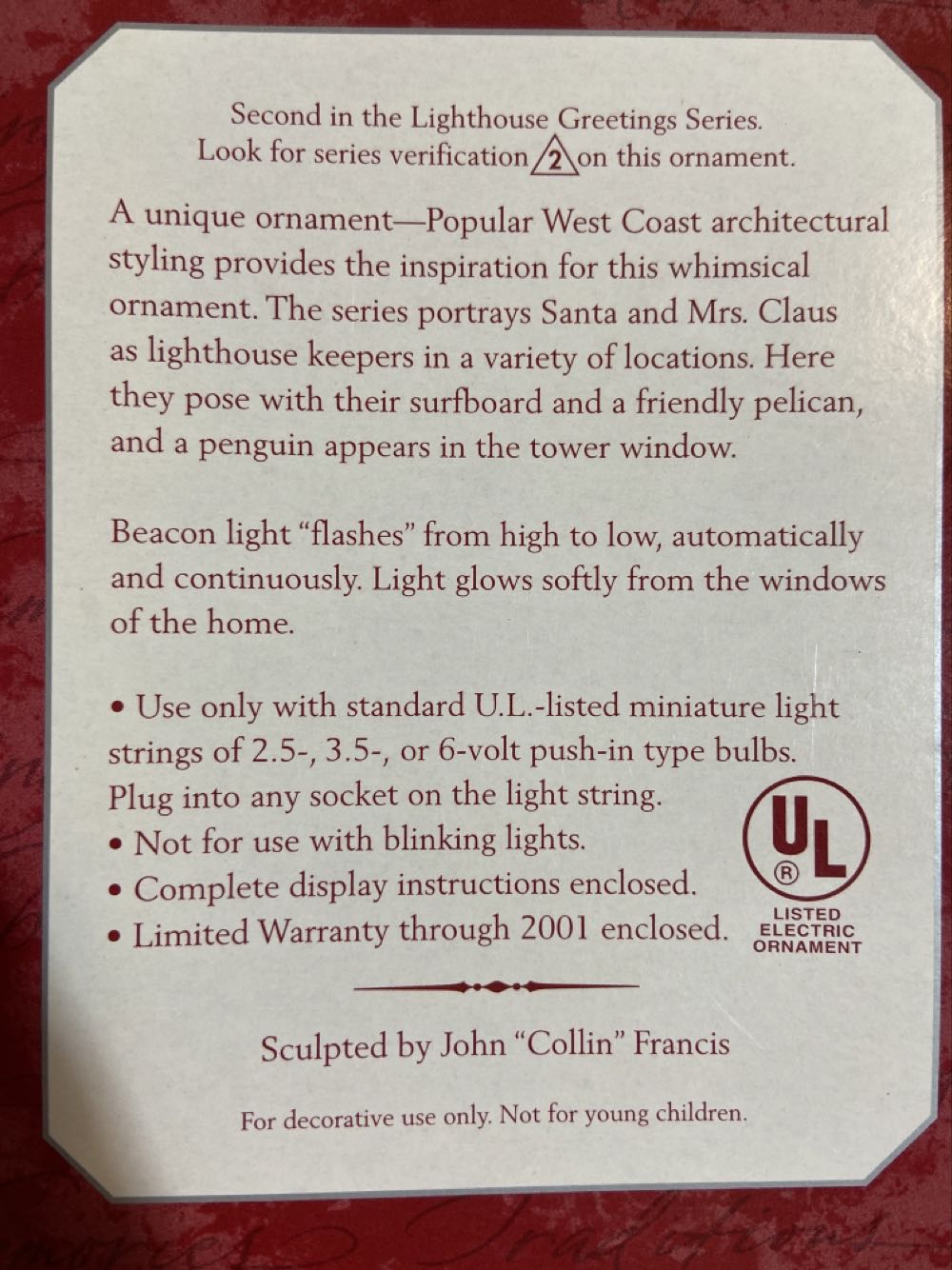 Lighthouse Greetings #2 - Lighthouse Greetings (Lighthouse) ornament collectible [Barcode 015012421255] - Main Image 2