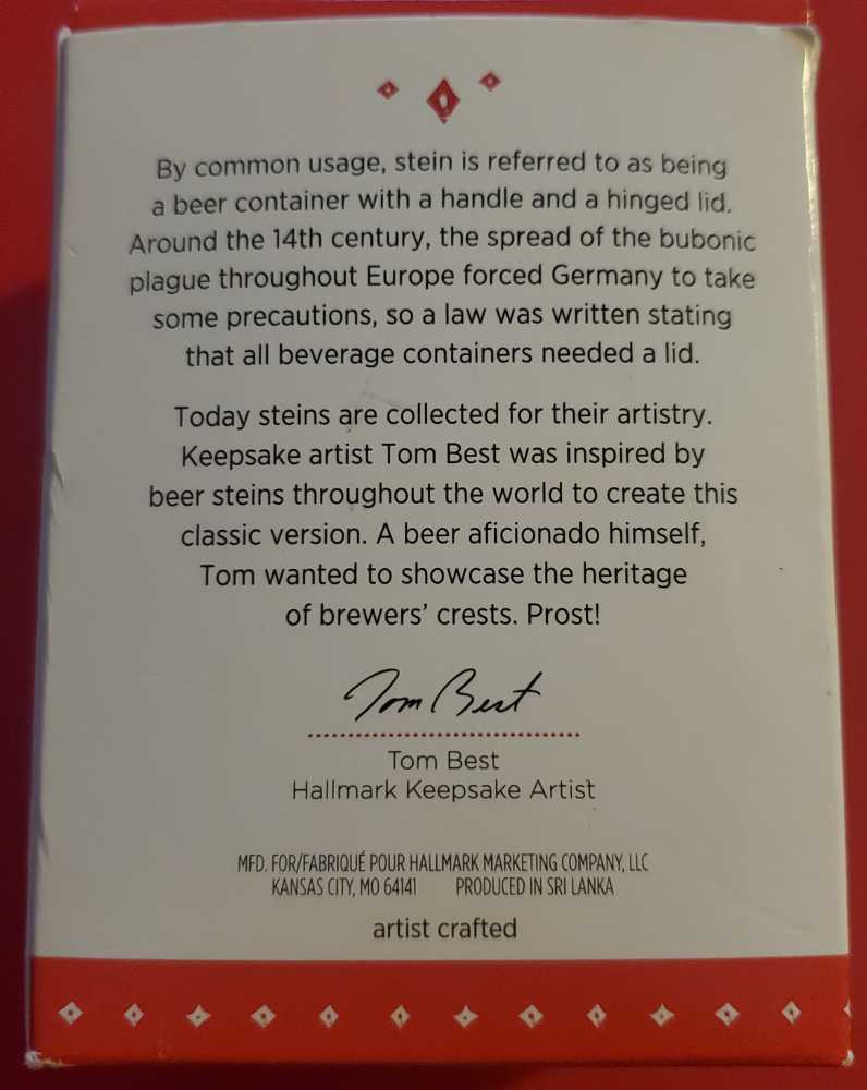 Beer Stein 2015 - Beer Stein (Beer) ornament collectible [Barcode 763795978601] - Main Image 2