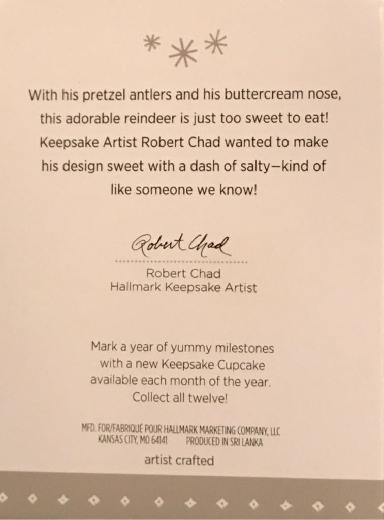 Cupcake #5 Salty And Sweet - Keepsake Cupcakes (Cupcake, Reindeer) ornament collectible [Barcode 763795982707] - Main Image 2